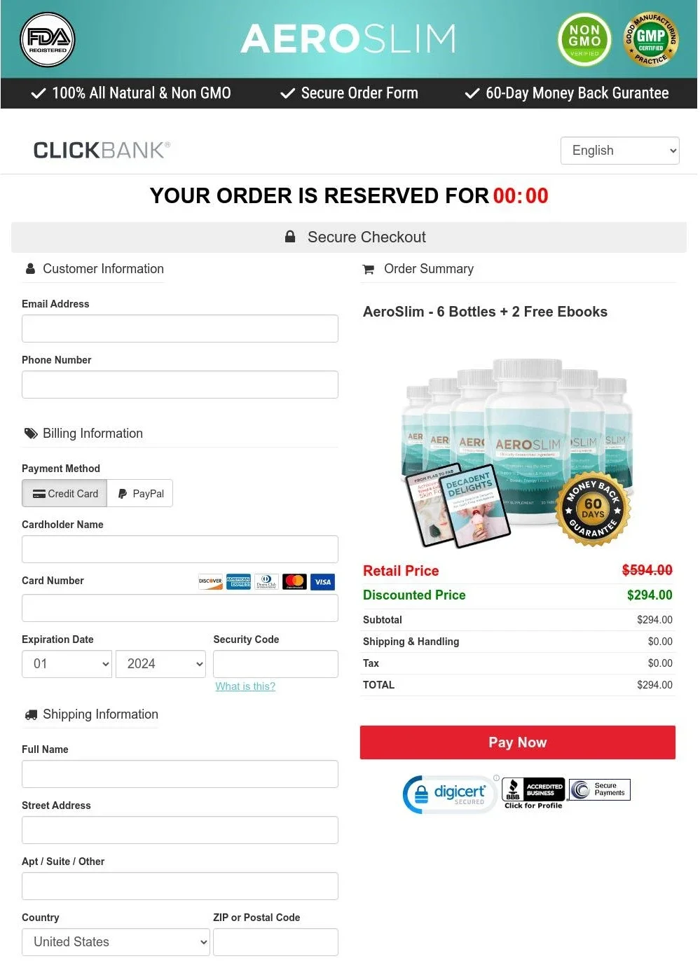 AeroSlim - Order Page